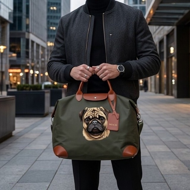Printed tote bag  -the pug face-　　t-item-0469