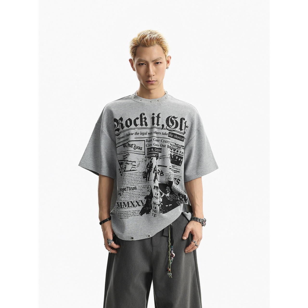 VINTAGE ストリート Rockワッフル Tシャツ T2074