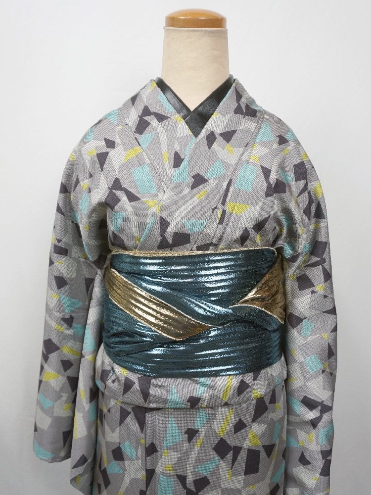 男女兼用 Unisex】Rumi Rock兵児帯「ギラヘコ」ゴールド×ミント