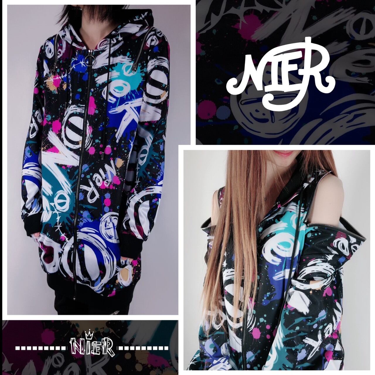 2WAY OFF-Shoulder ZIP PARKA【NieR PAINT】 | NIER CLOTHING powered by BASE