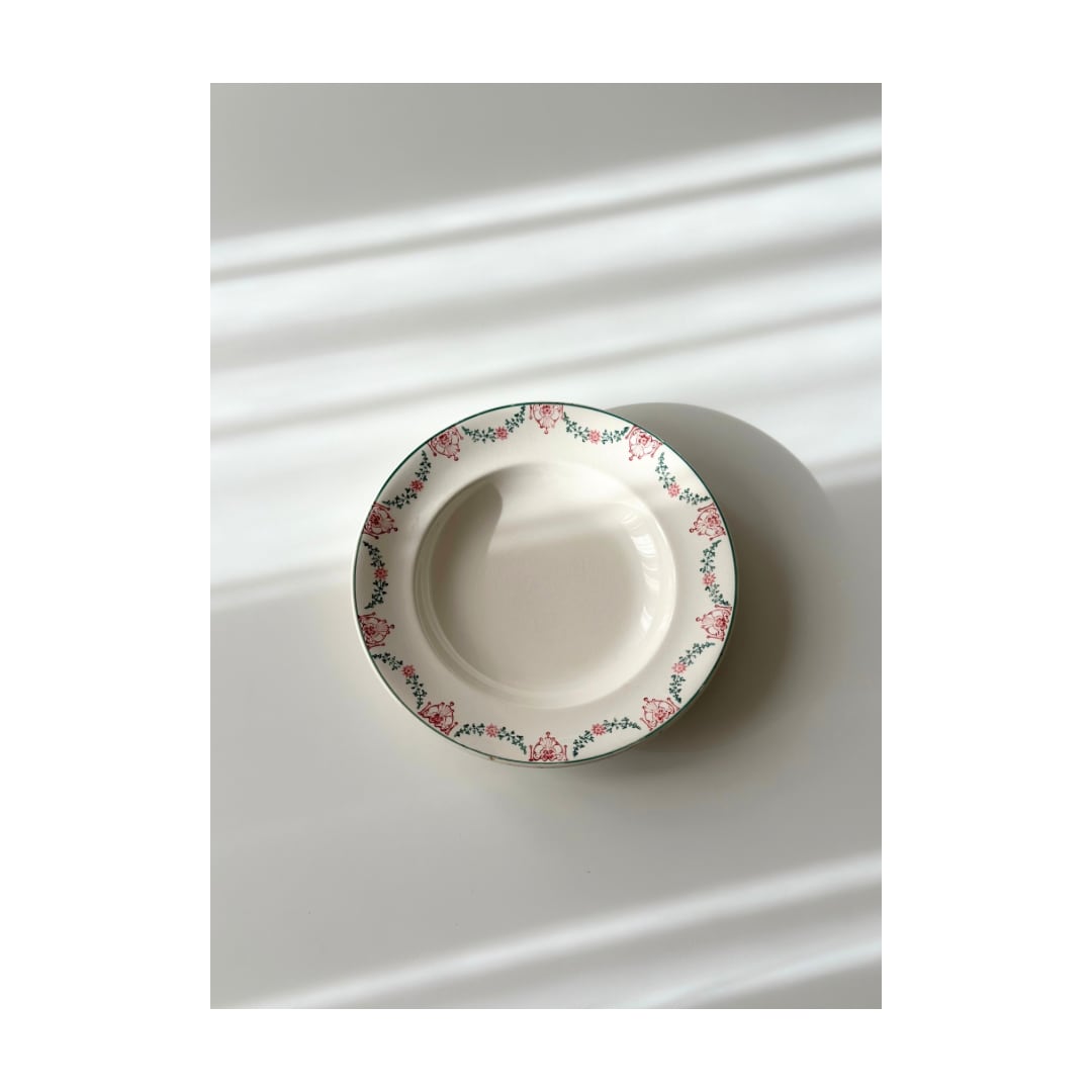 Longwy ロンウィー / ピンクガーランドの深皿プレート c