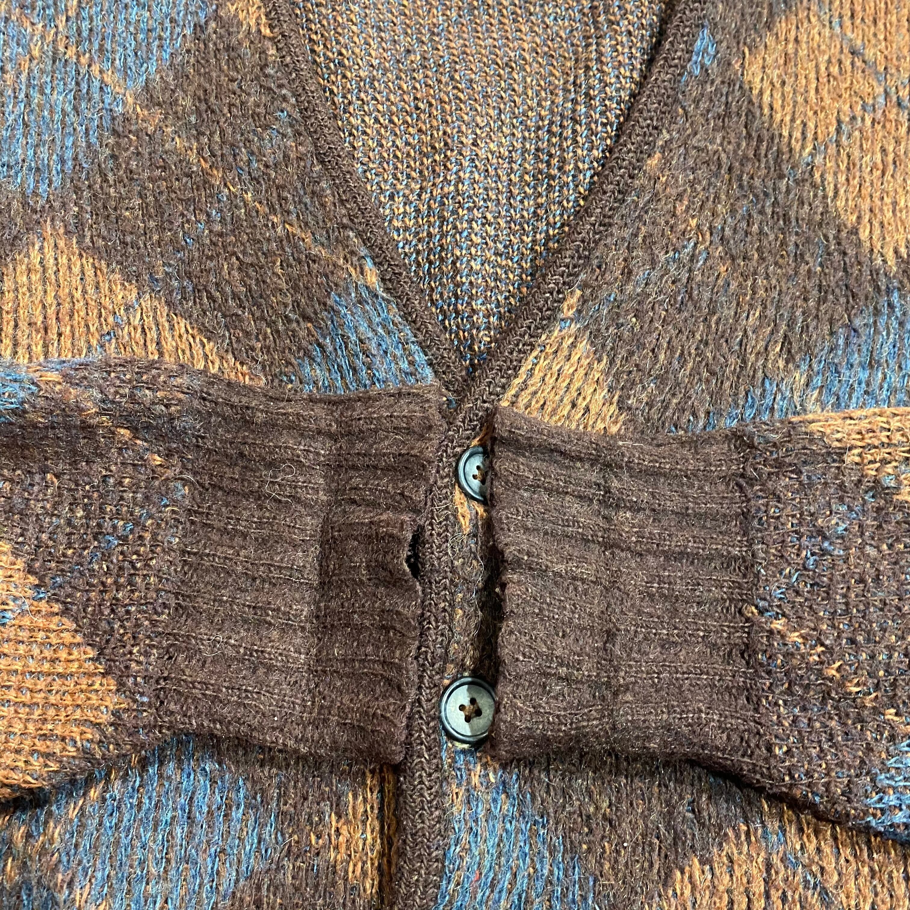 60年代〜 Size: M 【Rob Scot】モヘアカーディガン アーガイル 茶色