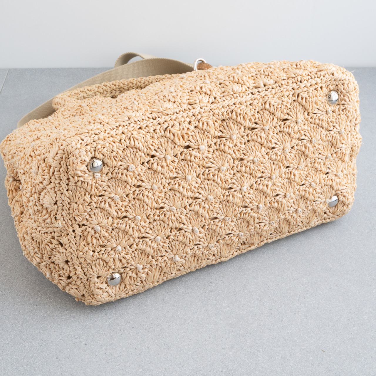 プラダ カナパ トートバッグ ラフィア ベージュ ブラウン