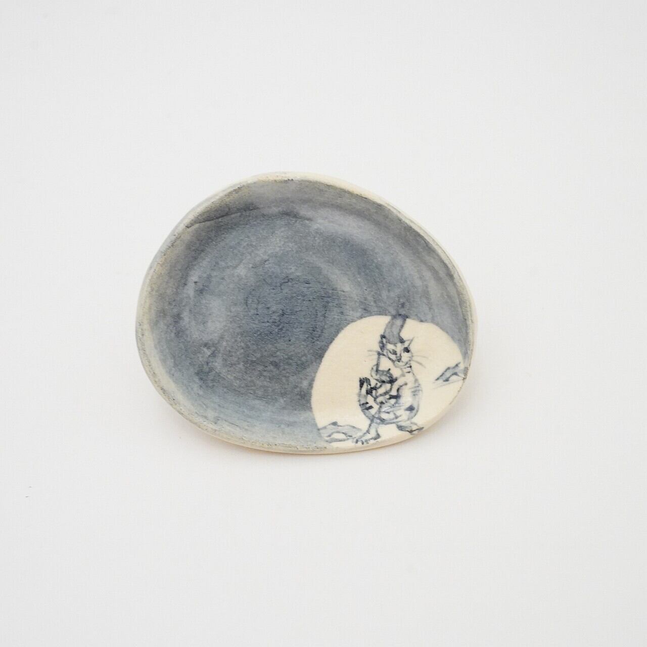 【陶彩工房Canoe】豆皿 鳥獣戯画 猫 40