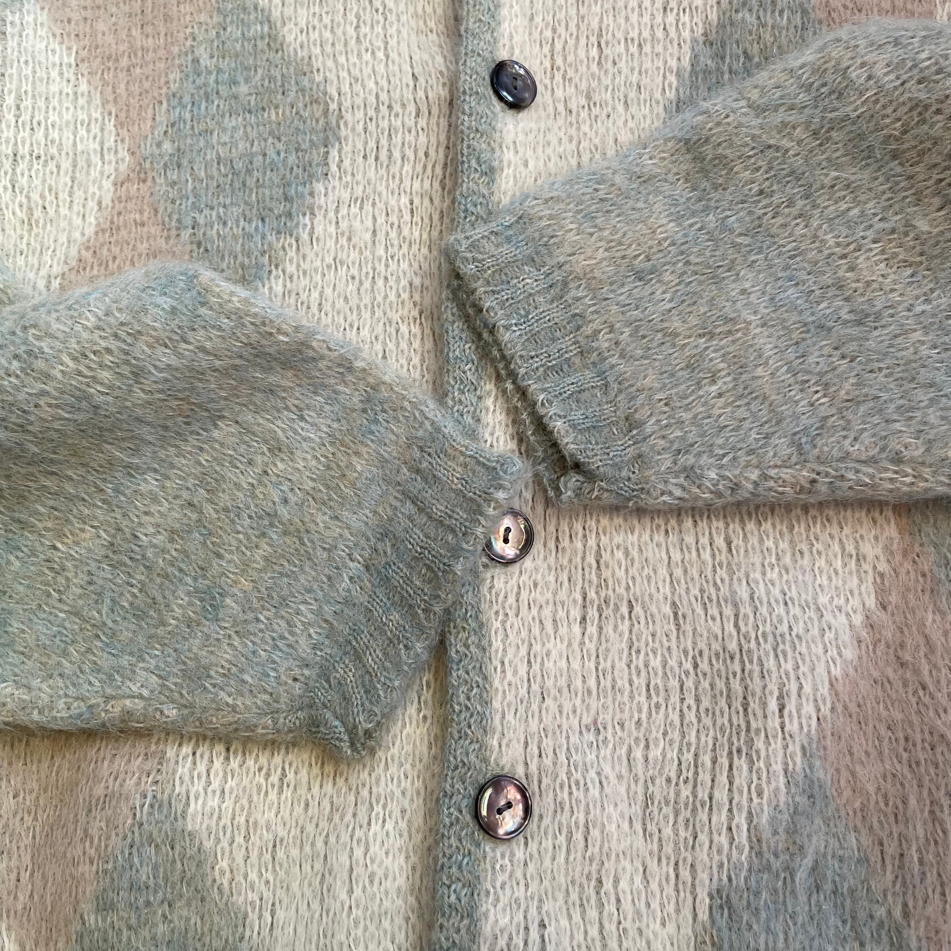 60s REVERE argyle mohair knit cardigan | What'z up