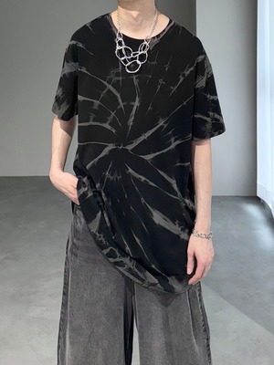 marble over size Tee / black × gray