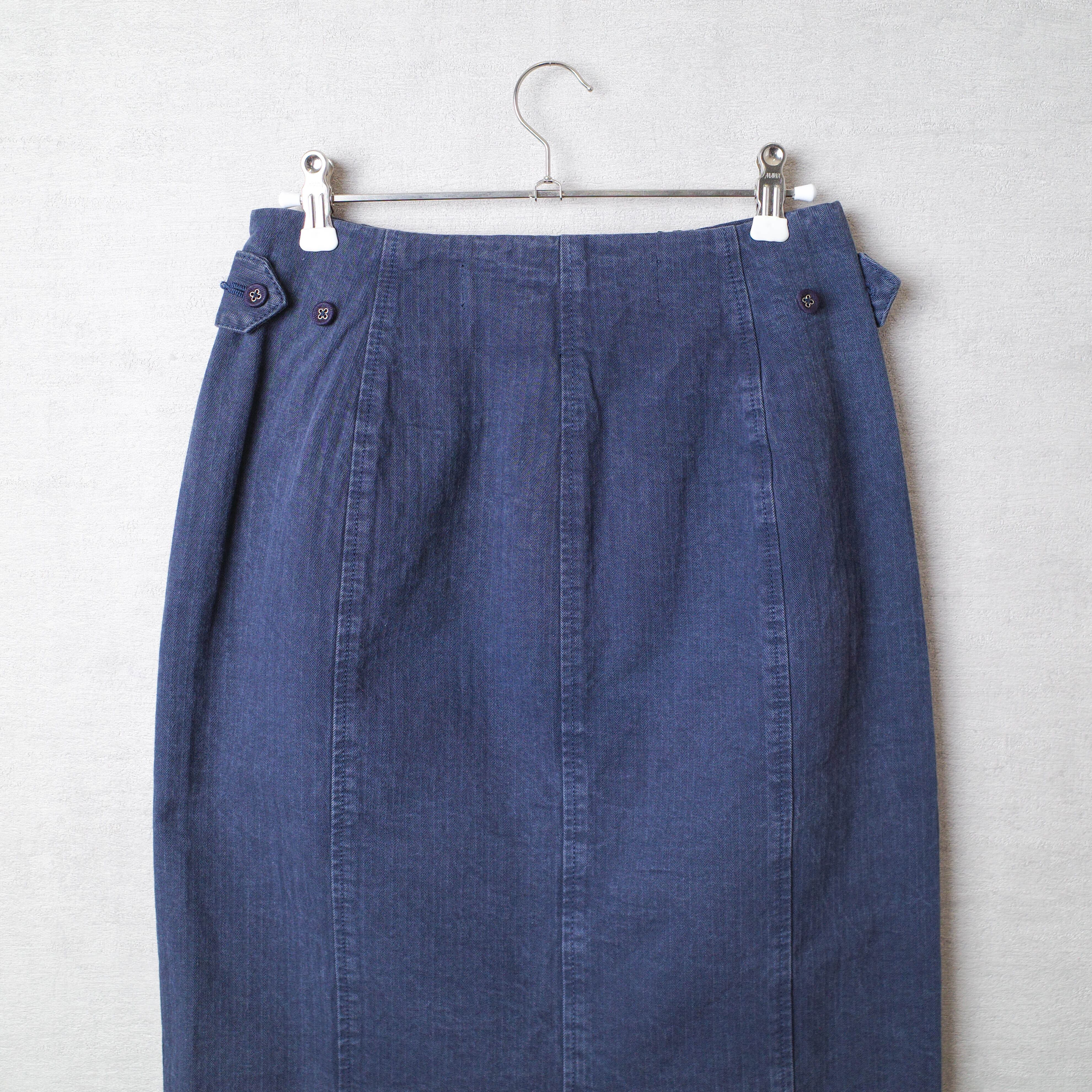 [NEW] BLACK by MOUSSY	JAPAN MADE HERRINGBONE PENCIL SKIRT NAVY 070BA311-0030