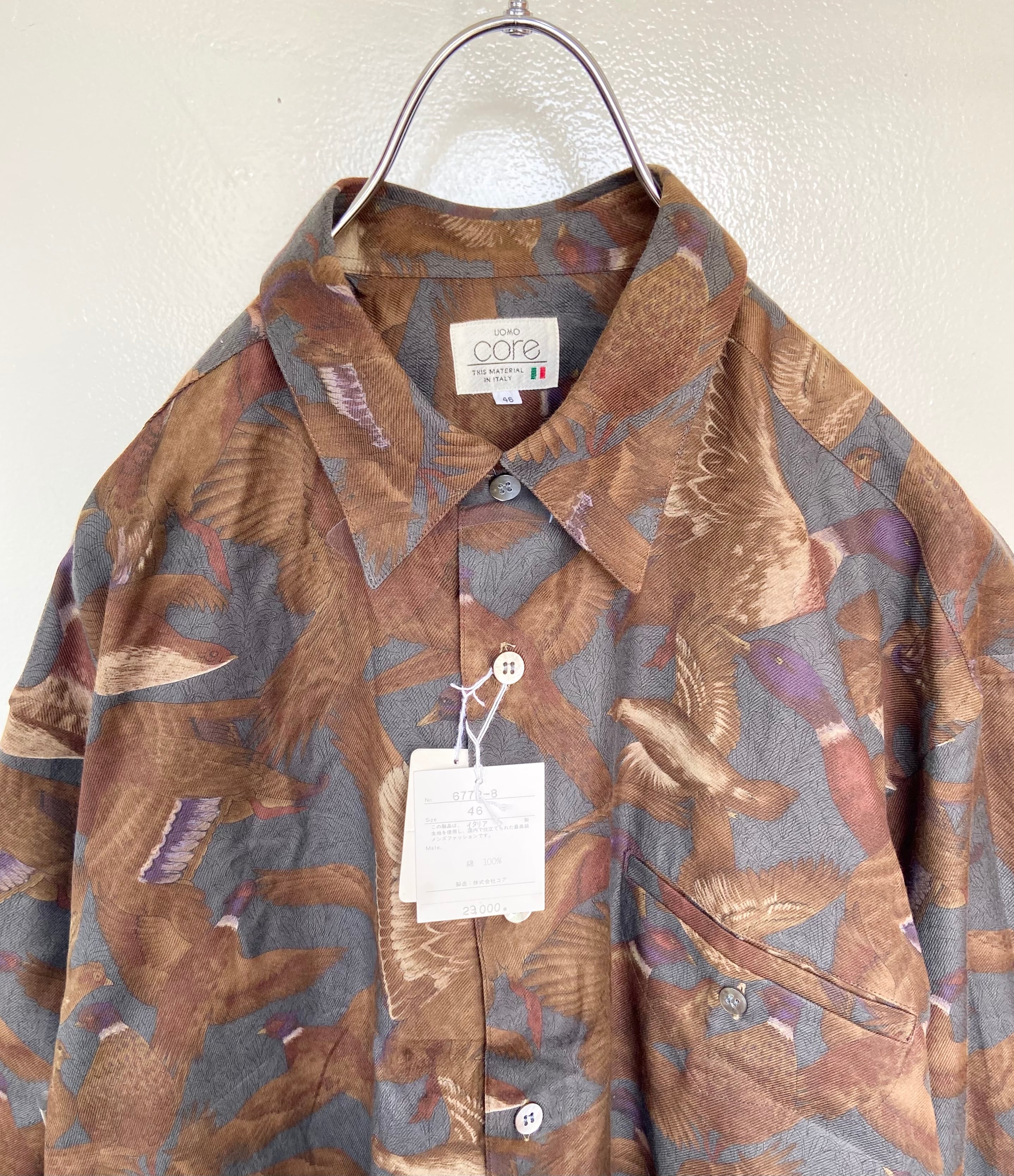 vintage イタリア生地 総柄シャツ L デッドストック品