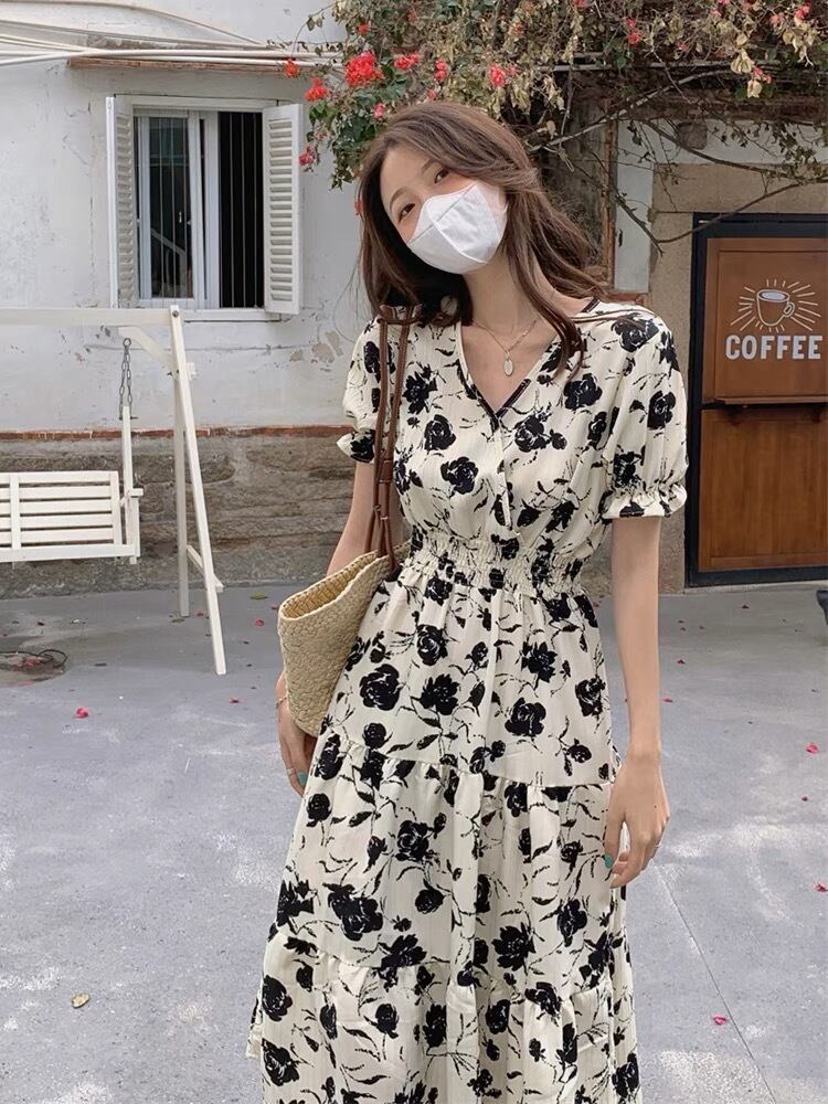 花柄 フレアワンピース G10CON0081