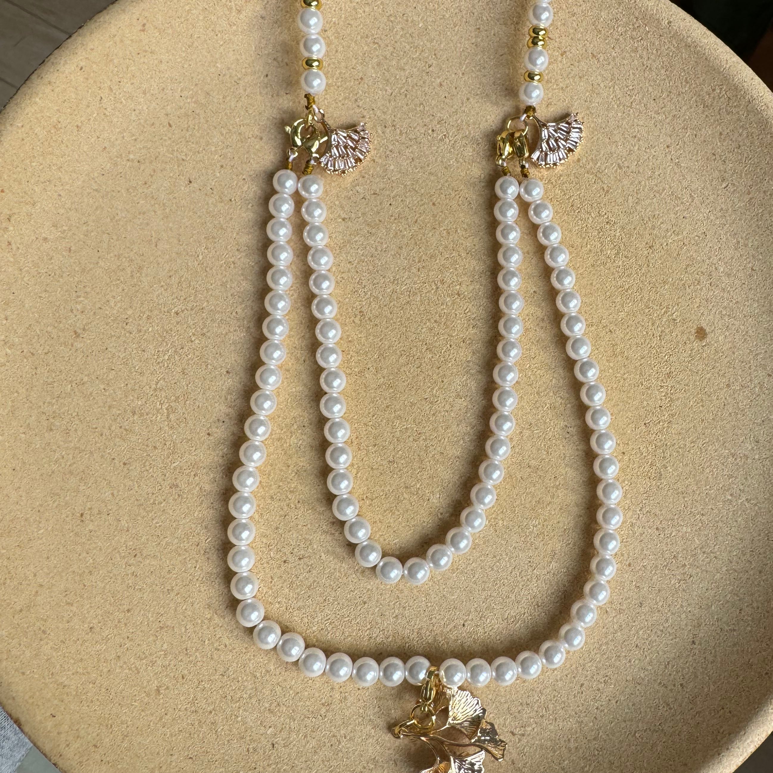 パールネックレス[高品質]花真珠ネックレス  48cm    男女兼用