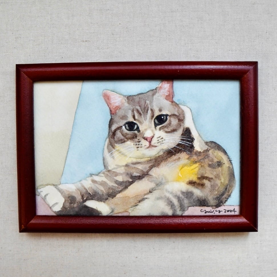 猫の絵 386 水彩画 原画 キジ白 | Forest cat 猫の絵 386 水彩画 原画 キジ白 | Forest cat