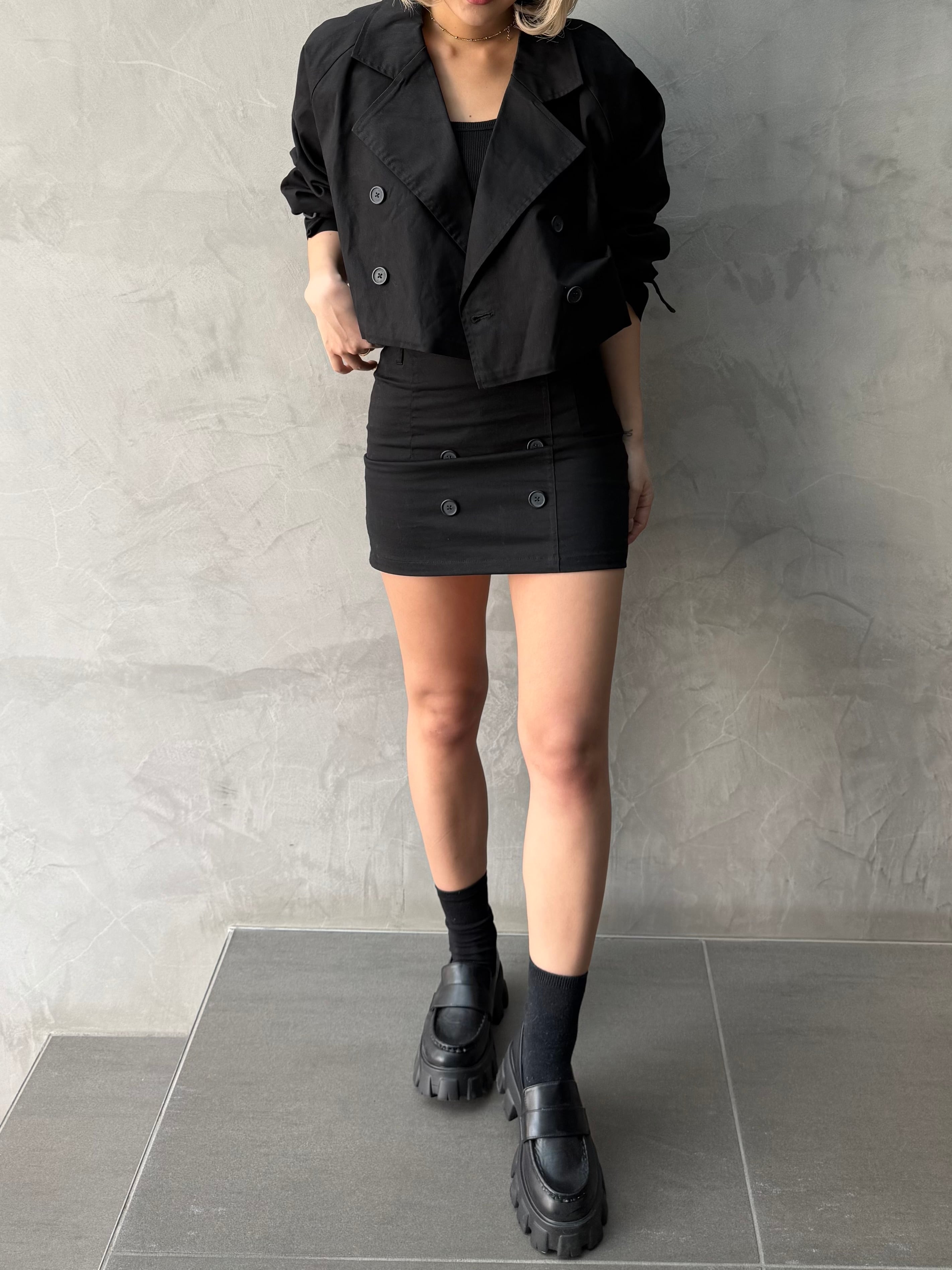 trench mini skirt