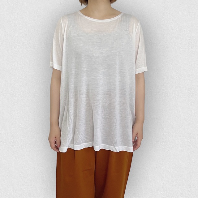 【テンセル100%】肌触り◎ 個性光る バックレイヤーTシャツ｜ホワイト｜画像1