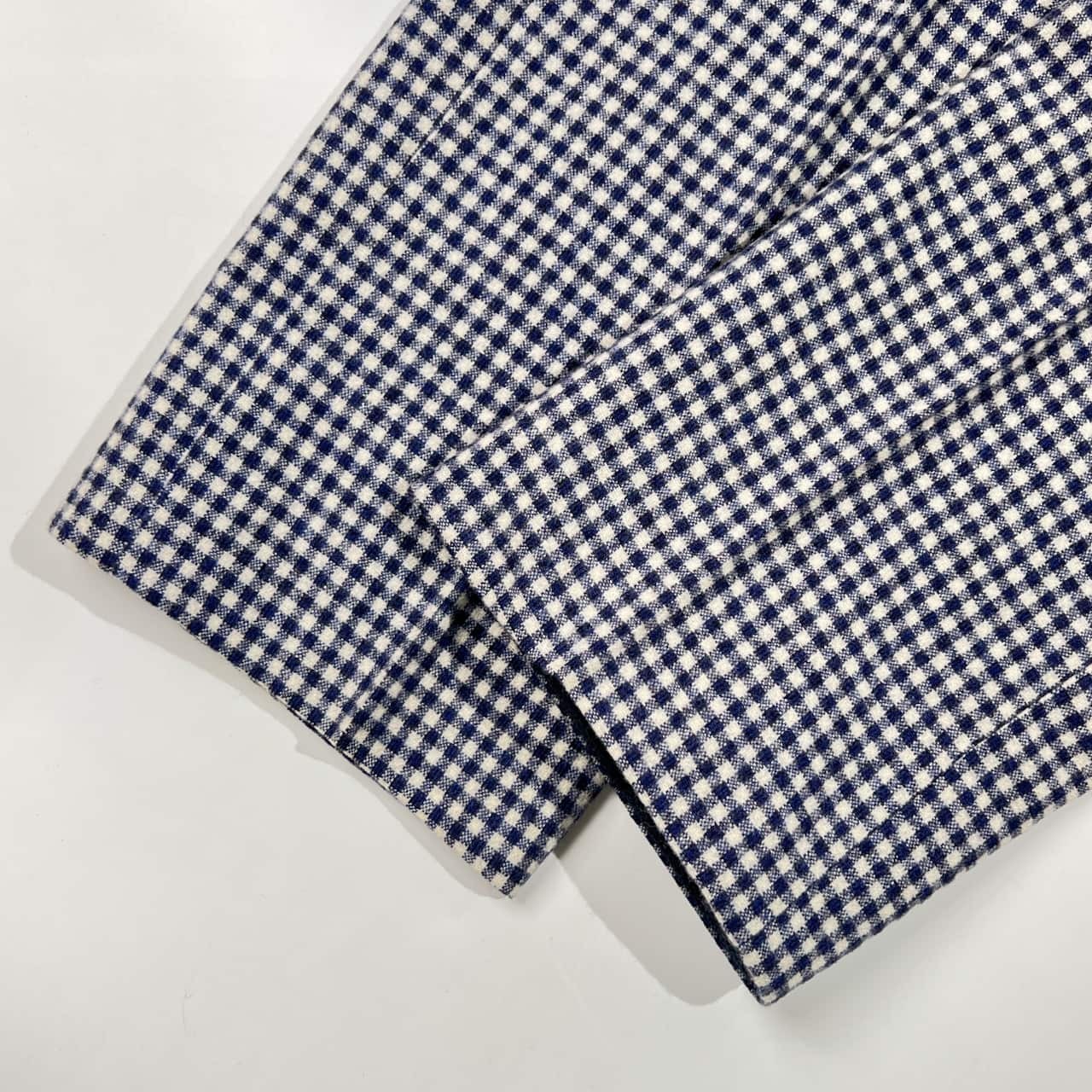 イタリア製 GERMANO ジェルマーノ EDIFICE別注 ギンガムチェック ウール パンツ 42/ネイビー×ホワイト系 メンズ