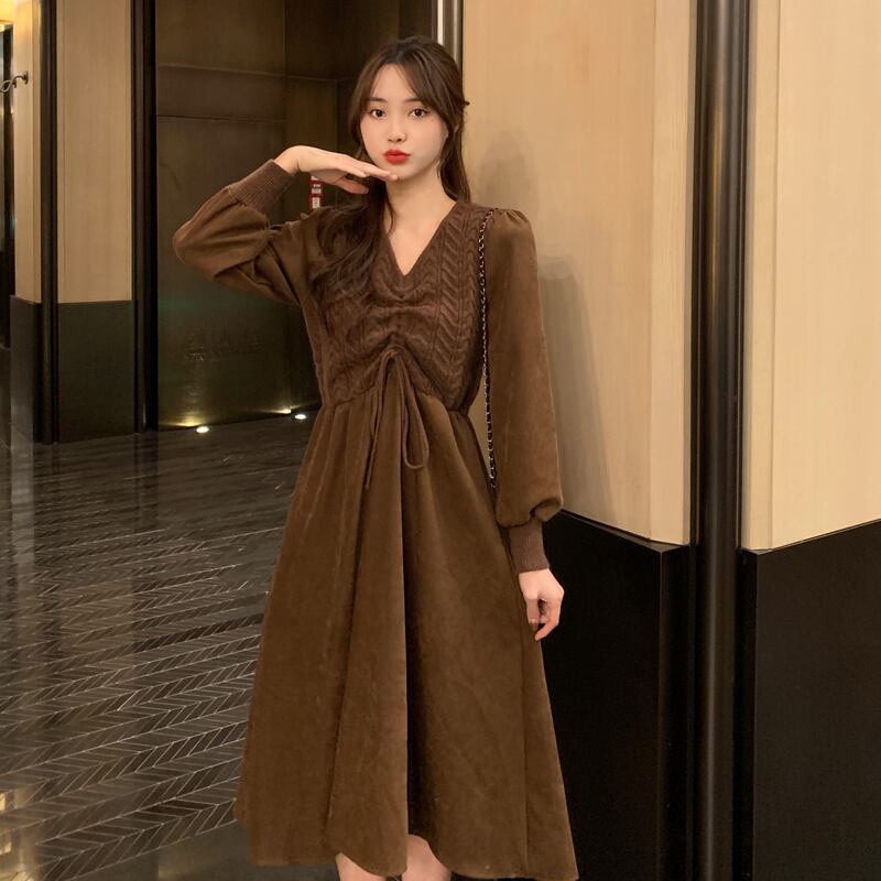 スタンダードスカート スプリング薄手Aラインドレス ロング レトロ 春物 試着室55535406230