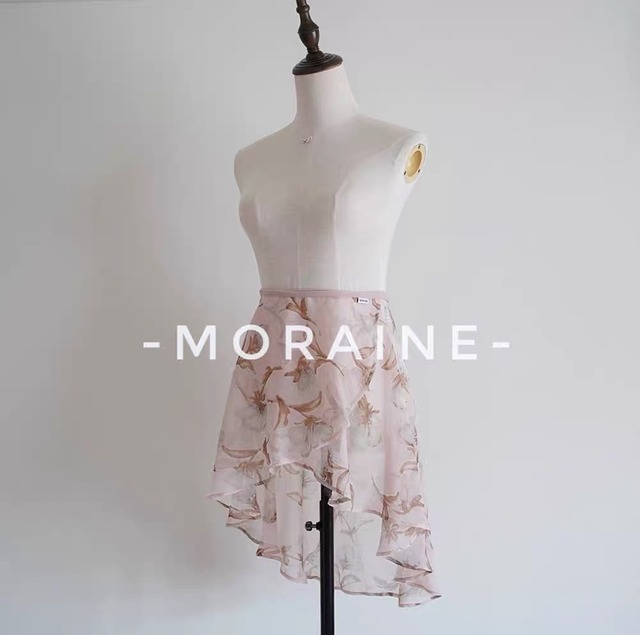 MORAINE シフォンフラワー　スカート（ピンクベージュ）
