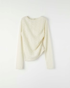 DU250726 Gather Knit Like Jacquard Tops