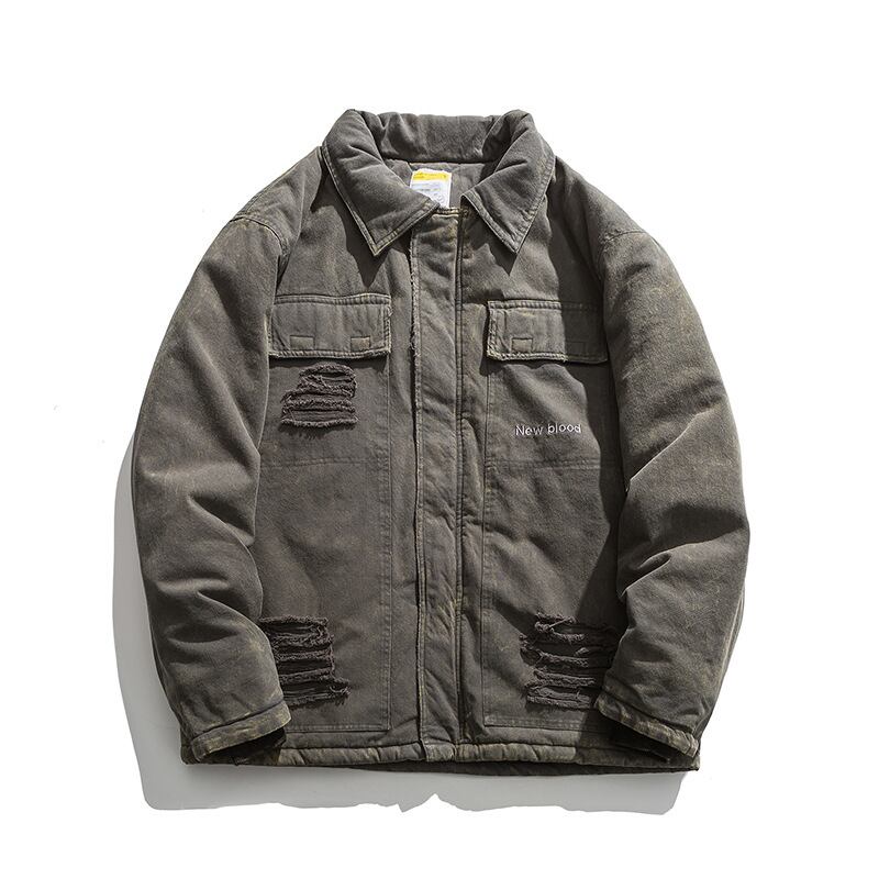 【新作】【送料無料】 洋服の道、ヴィンテージ、レトロなトレンド、多用途、マルチポケットラペル、長袖ジッパーカーディガン、冬のパッド入りコート、メンズ-アリババ ロング ウィンター 冬物 ビンテージ ポケット多め hip6-16119146846801