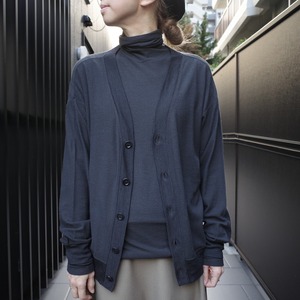 unfil(アンフィル) superfine merino crape-jersey cardigan charcoal