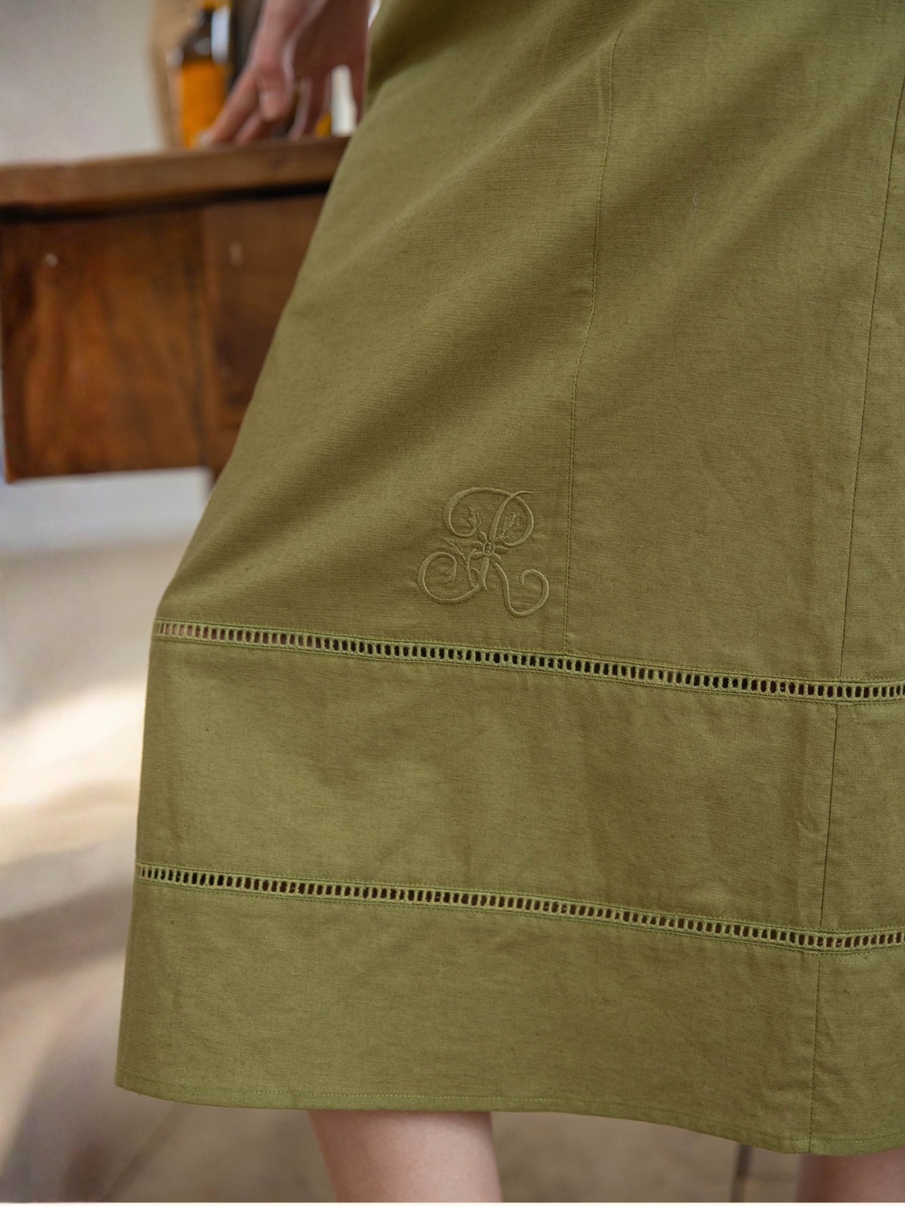 Provence Linen Blend Straight Skirt F0776