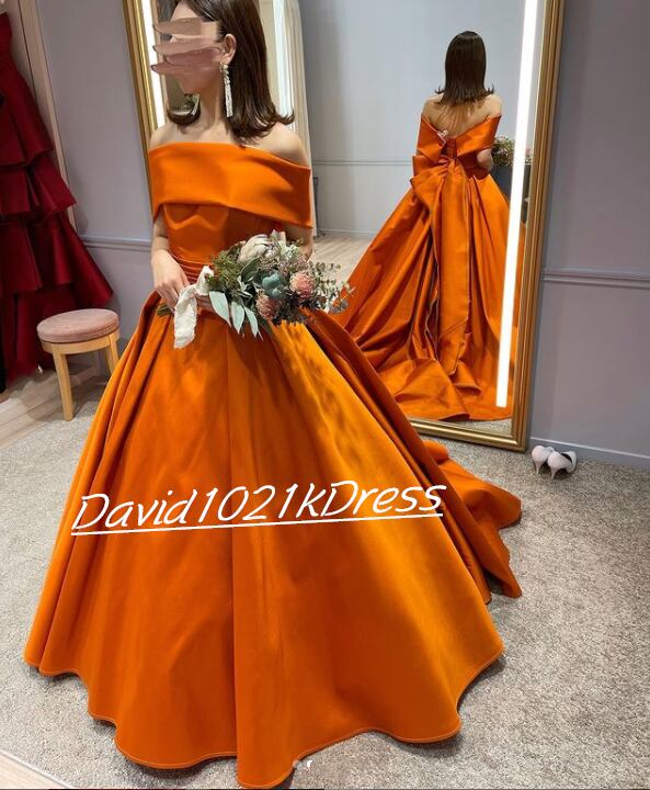①ドレス オレンジ/テラコッタ 高品質！ ウェディングドレス 