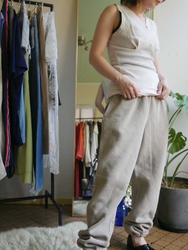 90s USA製 RUSSELL Plain Sweat Pants Beige/Greige