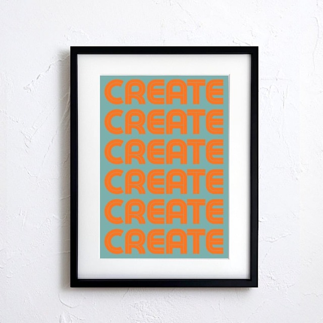 CREATE Rhythm Poster｜レトロポップなタイポグラフィアート｜ミント×オレンジで空間を明るく彩るインテリアA2ポスター