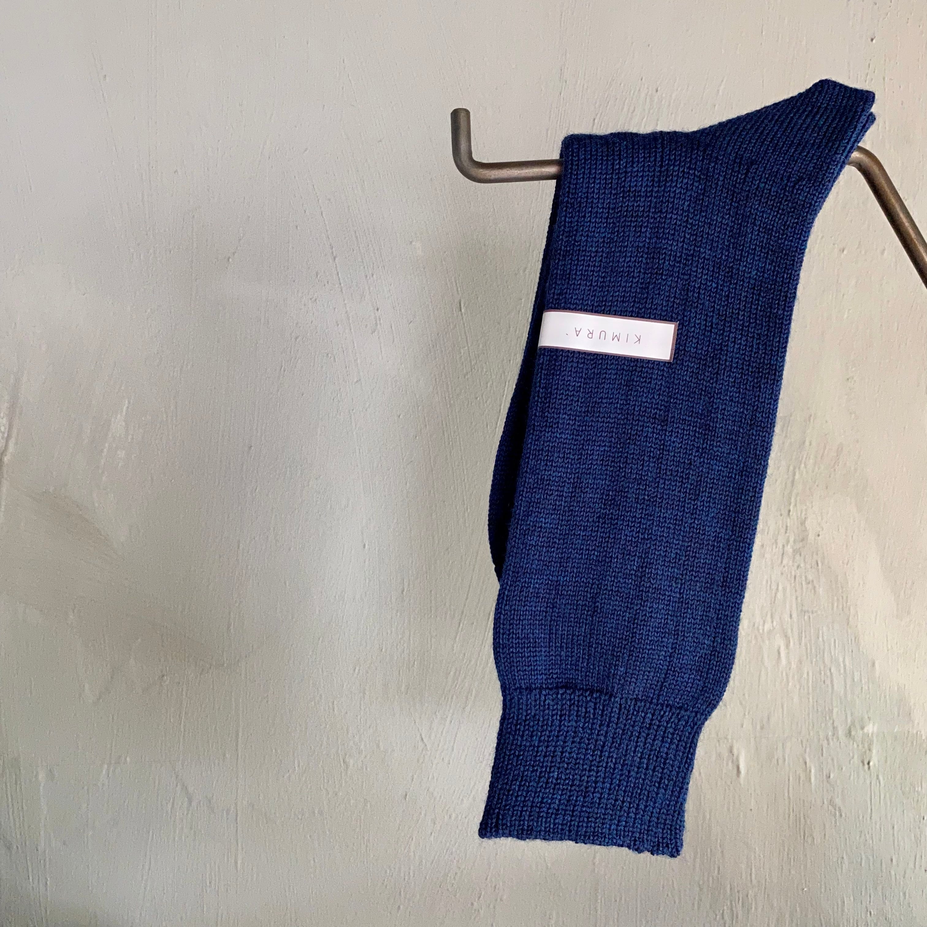 KIMURA`| MERINO WOOL RIB SOCKS 22-24cm Deep blue
