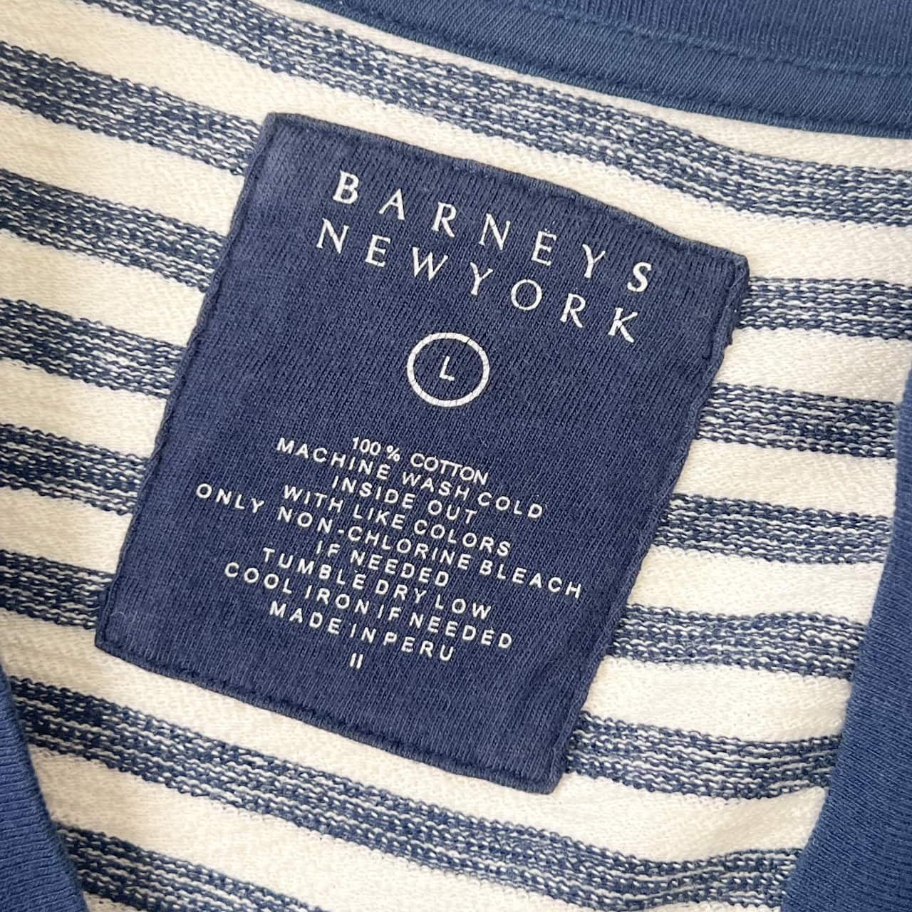 BARNEYS NEW YORK バーニーズニューヨーク ボーダー 長袖 Tシャツ L/ホワイト×ネイビー メンズ