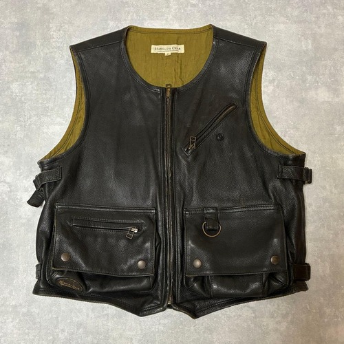 HAROLD'S GEAR レザーベスト モーターサイクルベスト ブラック