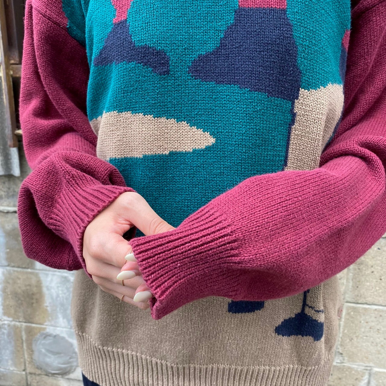 90年代 ヴィンテージ Cypress Links ゴルフ 柄 刺繍 コットン ニット 
