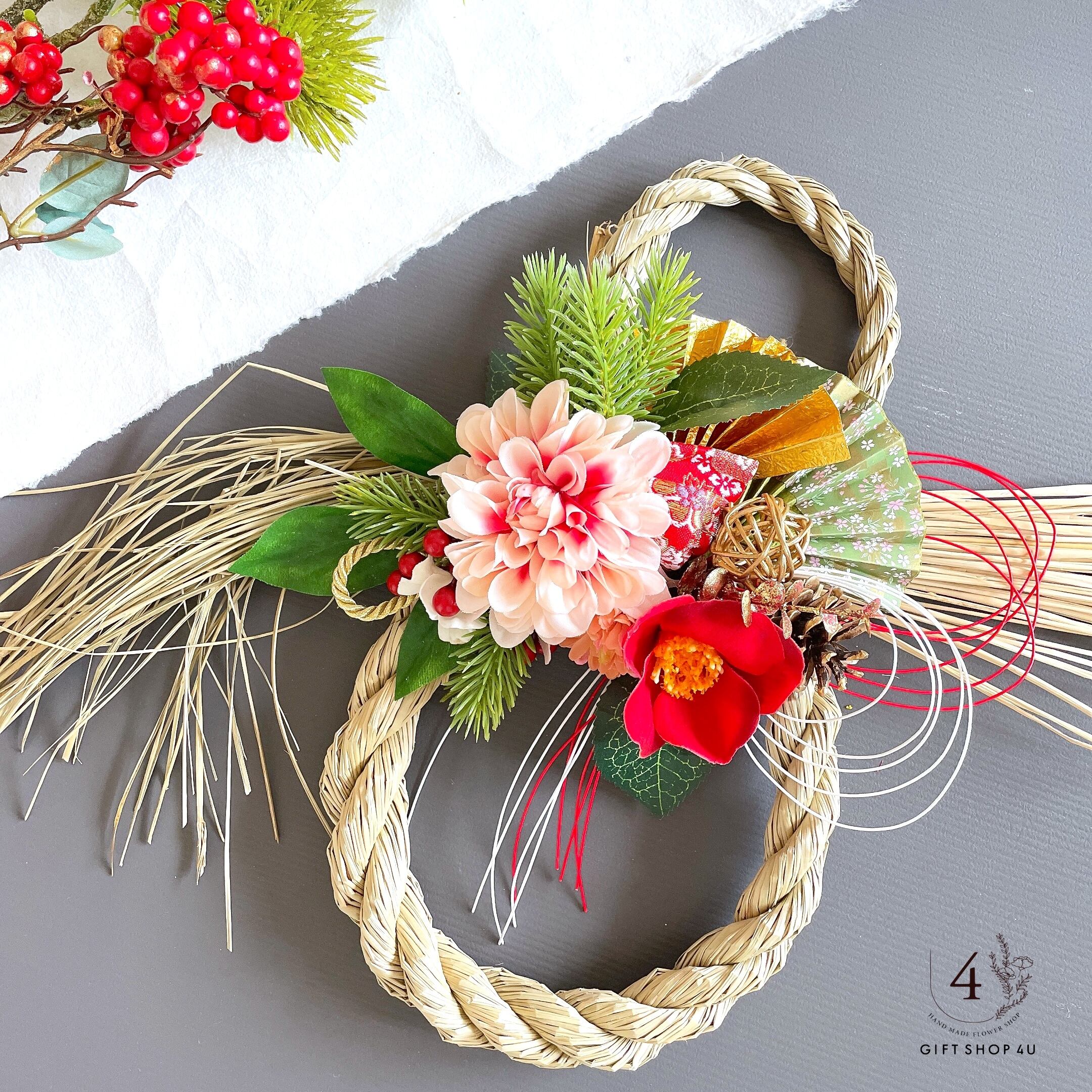 ❁2025年 お正月飾り❁ しめ縄 しめ縄飾り 藁 マム 八の字 【公式通販】