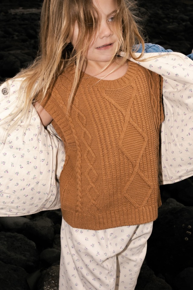 《即納》GROWN/ Chunky Cable Knit Vest-Toast