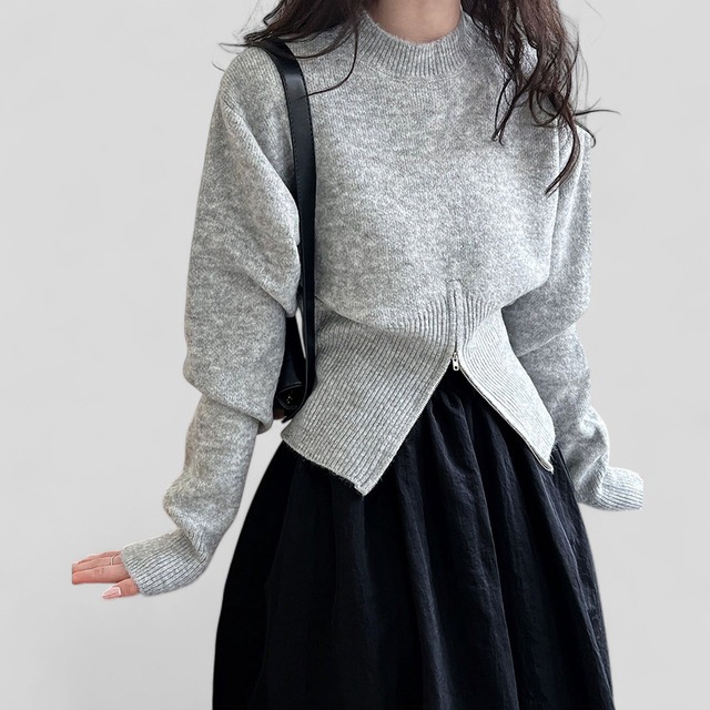 Western Style Short Zipper Sweater 3Colors 00311