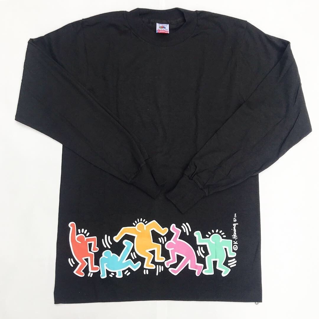 【80-90's /デッドストック】Keith Haring / キース・ヘリング  ロンT 黒 M