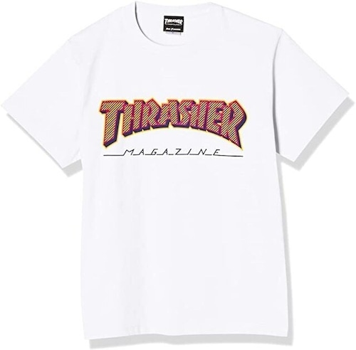 THRASHER(スラッシャー)   Diagonal Stripe S/S Tシャツ　ホワイト TH91341