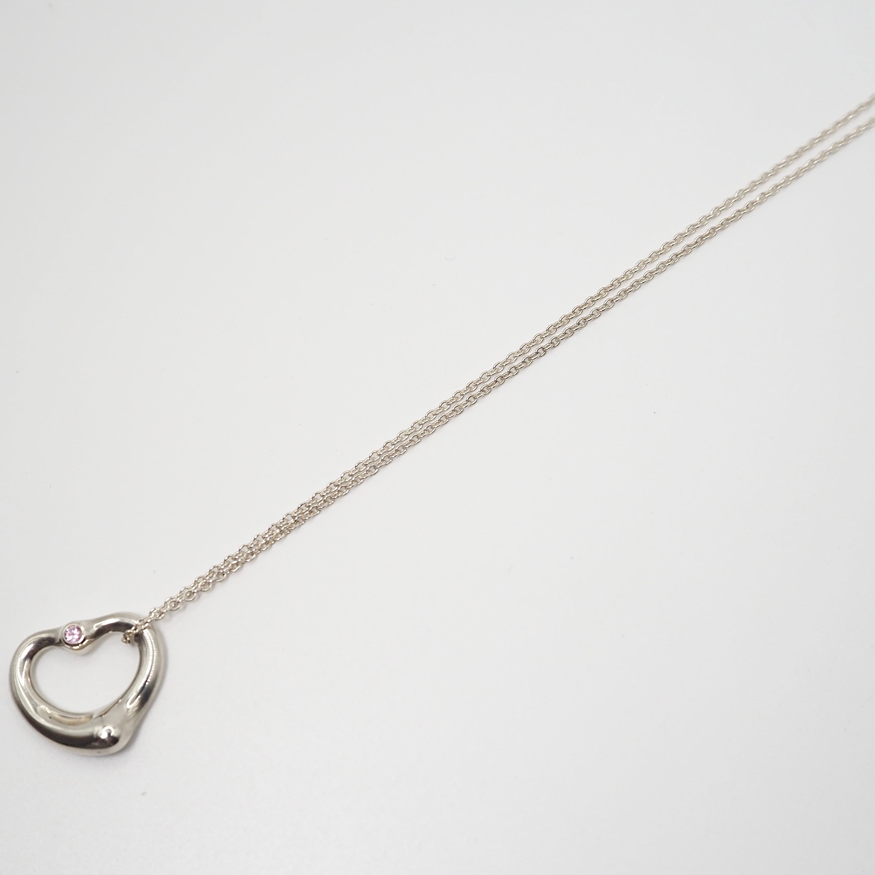 Tiffany&Co. オープンハート1p ピンクサファイア ネックレス シルバー