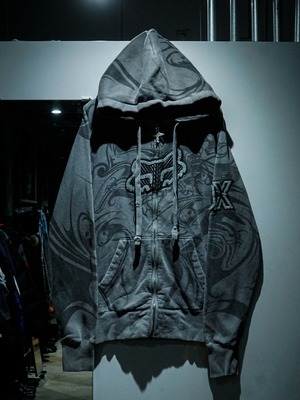 【add (C) vintage】"FOX RACING" Gothic Design Zip Up Hoodie
