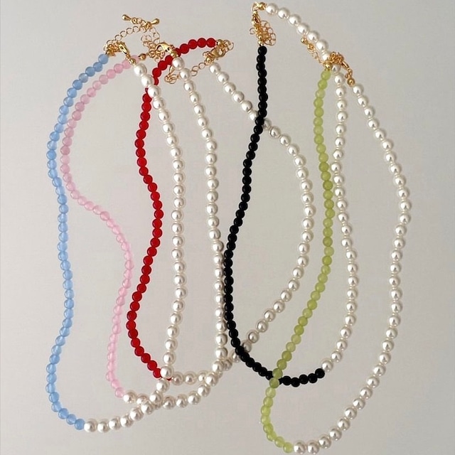 beads color half pearl necklace【 5color 】No.N010