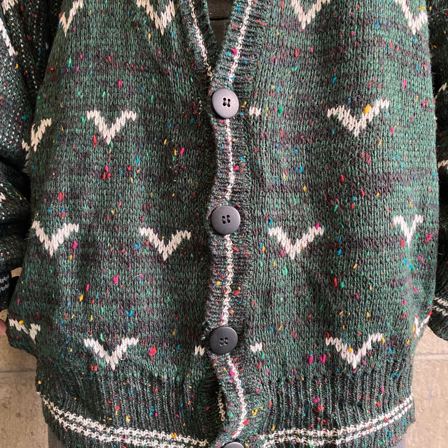 Carion Pine Scot ヴィンテージ 総柄 アクリルニットカーディガン