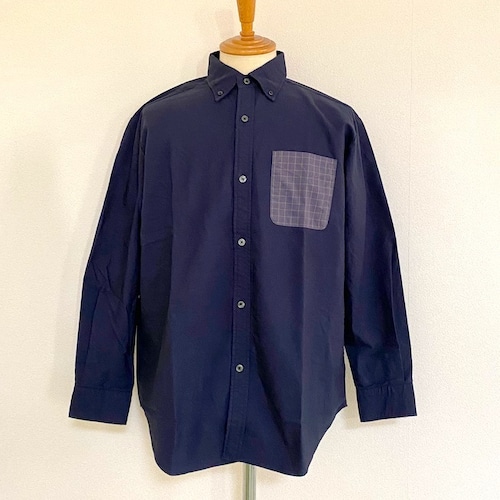 Oxford Retro Check Pocket BD Shirts　Navy