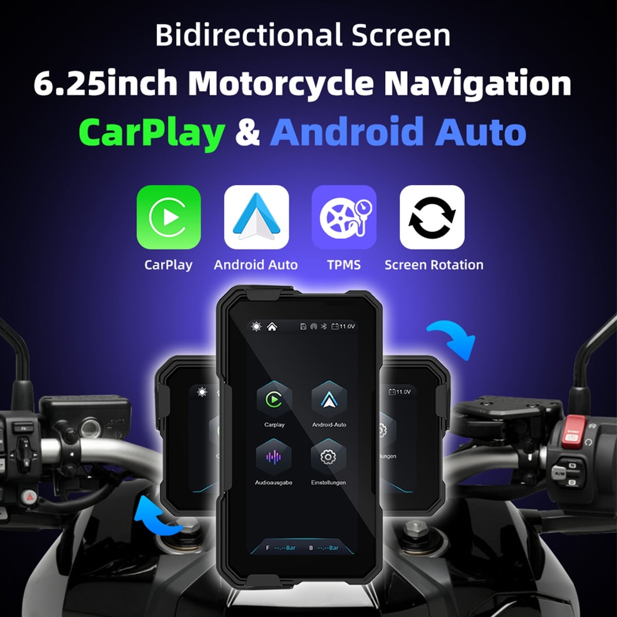 バイク用スマートモニター 6.25インチ CarPlay Android Auto