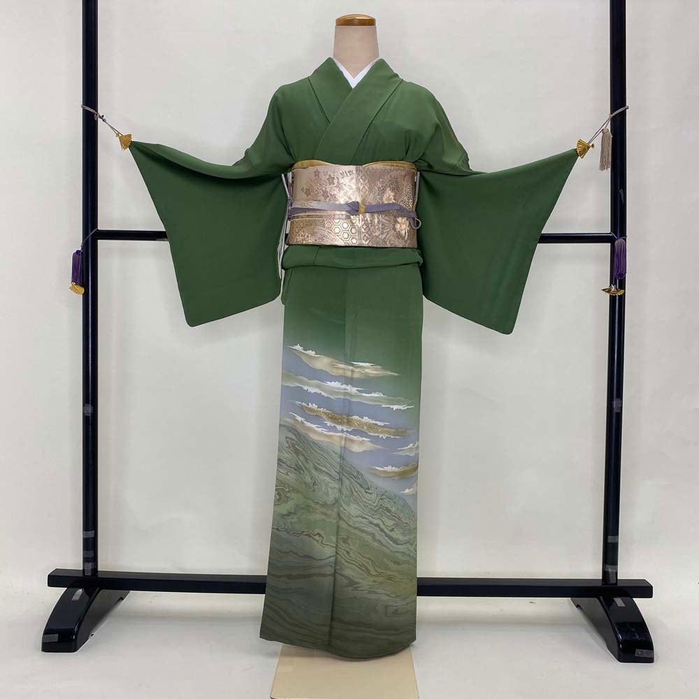 美品 洗える着物 袷 訪問着 芳ばしく 