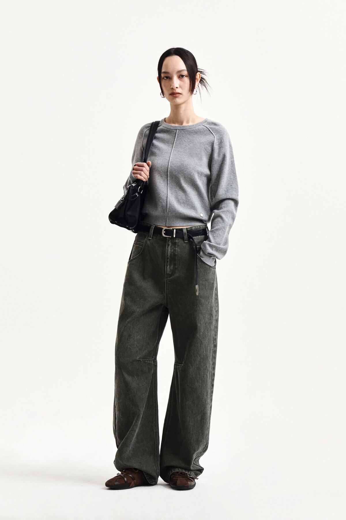 Matin Kim] RAGLAN SLEEVE KNIT PULLOVER IN GREY 正規品 韓国ブランド