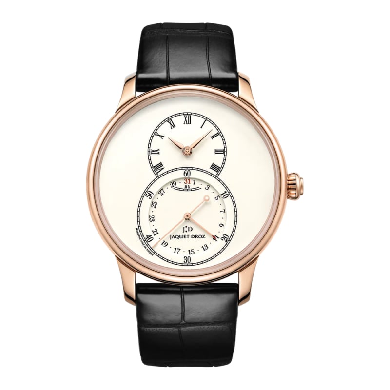 【JAQUET DROZ ジャケ・ドロー】GRANDE SECONDE QUANTIÈME IVORY ENAMEL 43mm　グラン・セコンド カンティエーム アイボリーエナメル レッドゴールド／国内正規品 腕時計