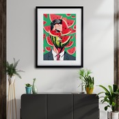 Watermelon Man｜スイカのポップアートポスター｜遊び心あふれるインテリアに最適｜額縁セット・国内生産・A3ポスター