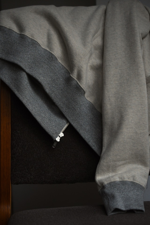 BISOWN / AFTER HOODIE ZIP UP SWEAT (TOP GRAY × OATMEAL)