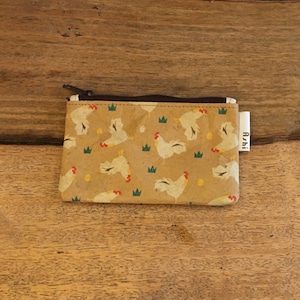 Ashi｜亜紙 Flat Pouch S＊Animal Chicken 紙ポーチ 動物柄 ニワトリ ハンドメイド