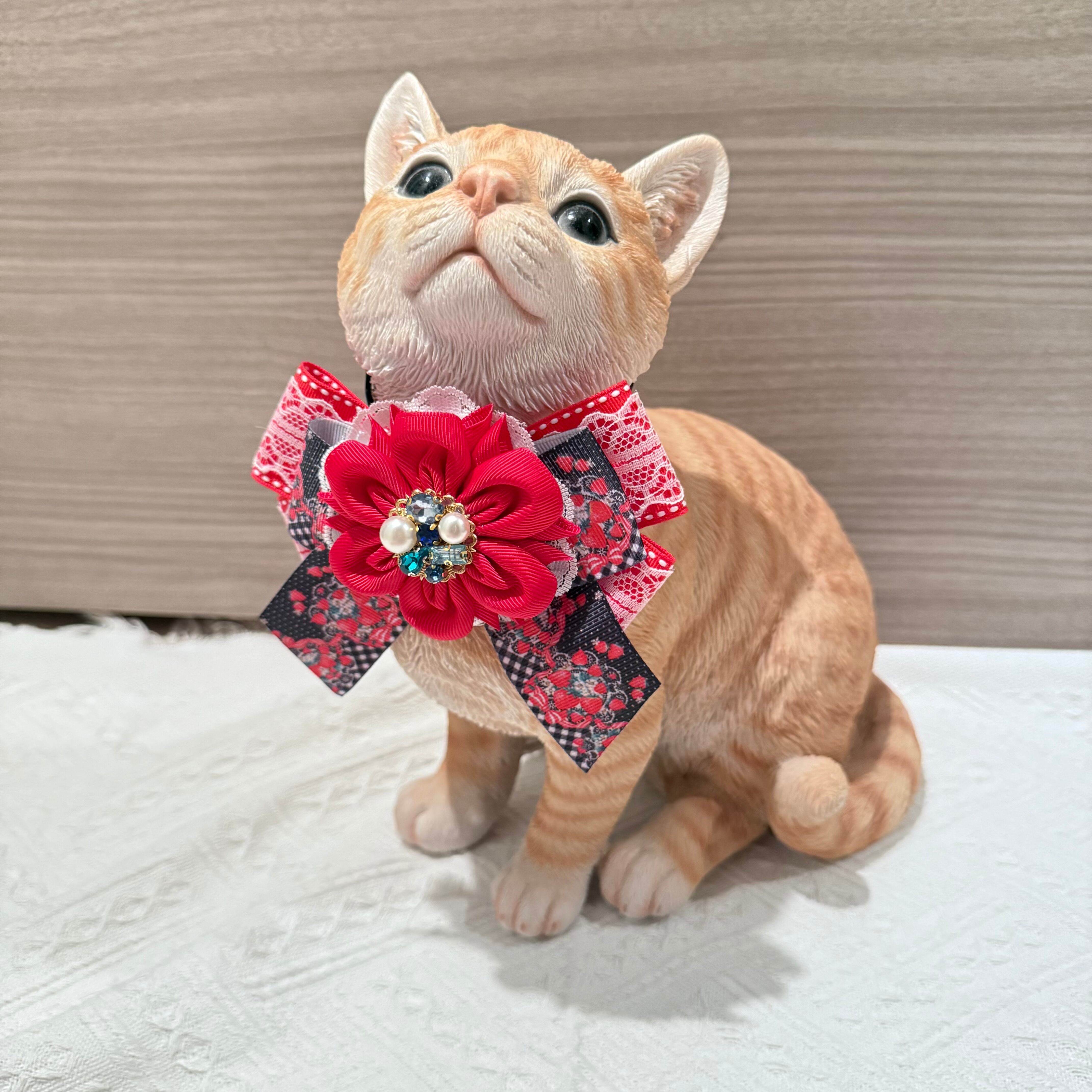 イチゴ祭り 犬猫チョーカー グランデサイズ お花モチーフ リボン 犬用