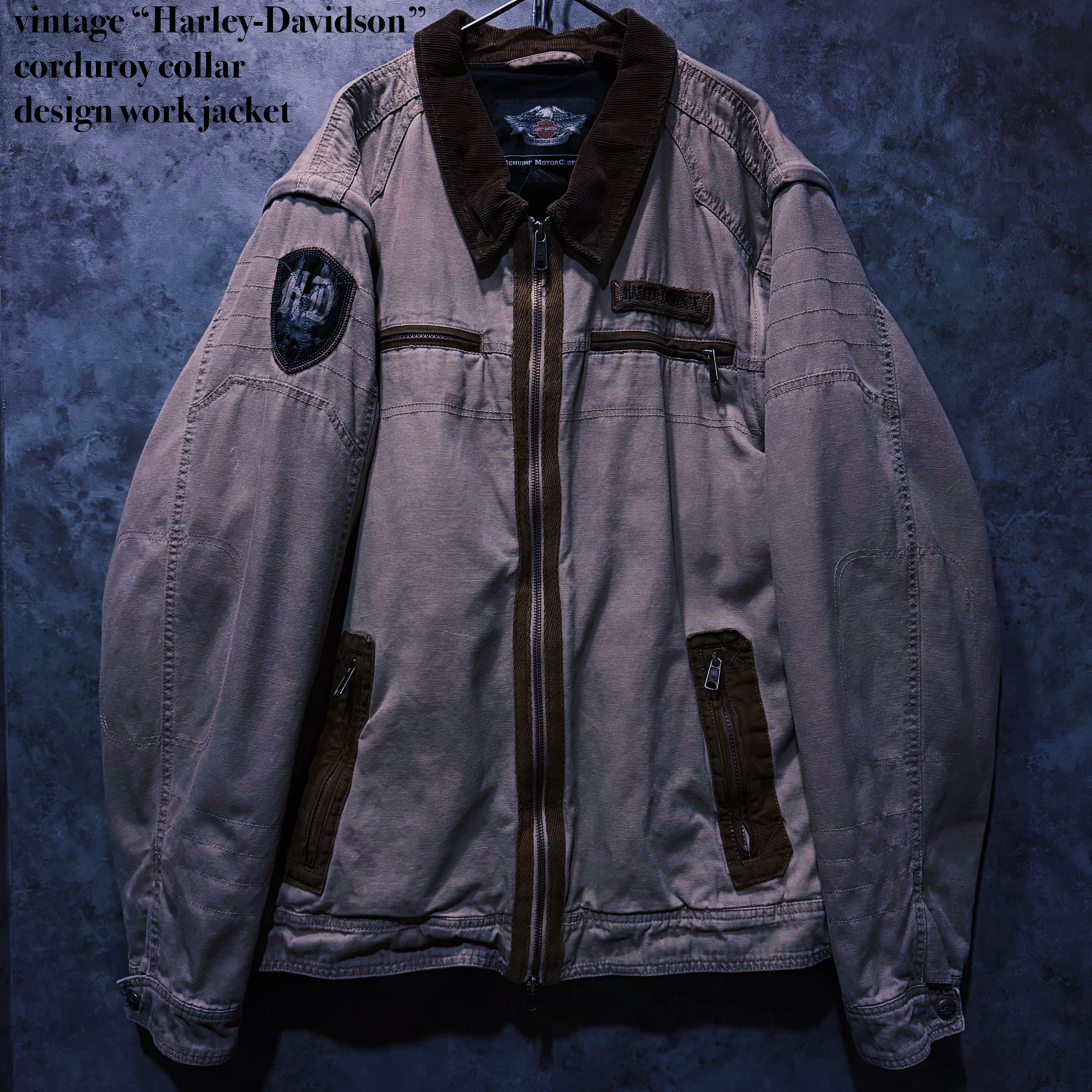 【 doppio】vintage “Harley-Davidson” corduroy collar design work jacket